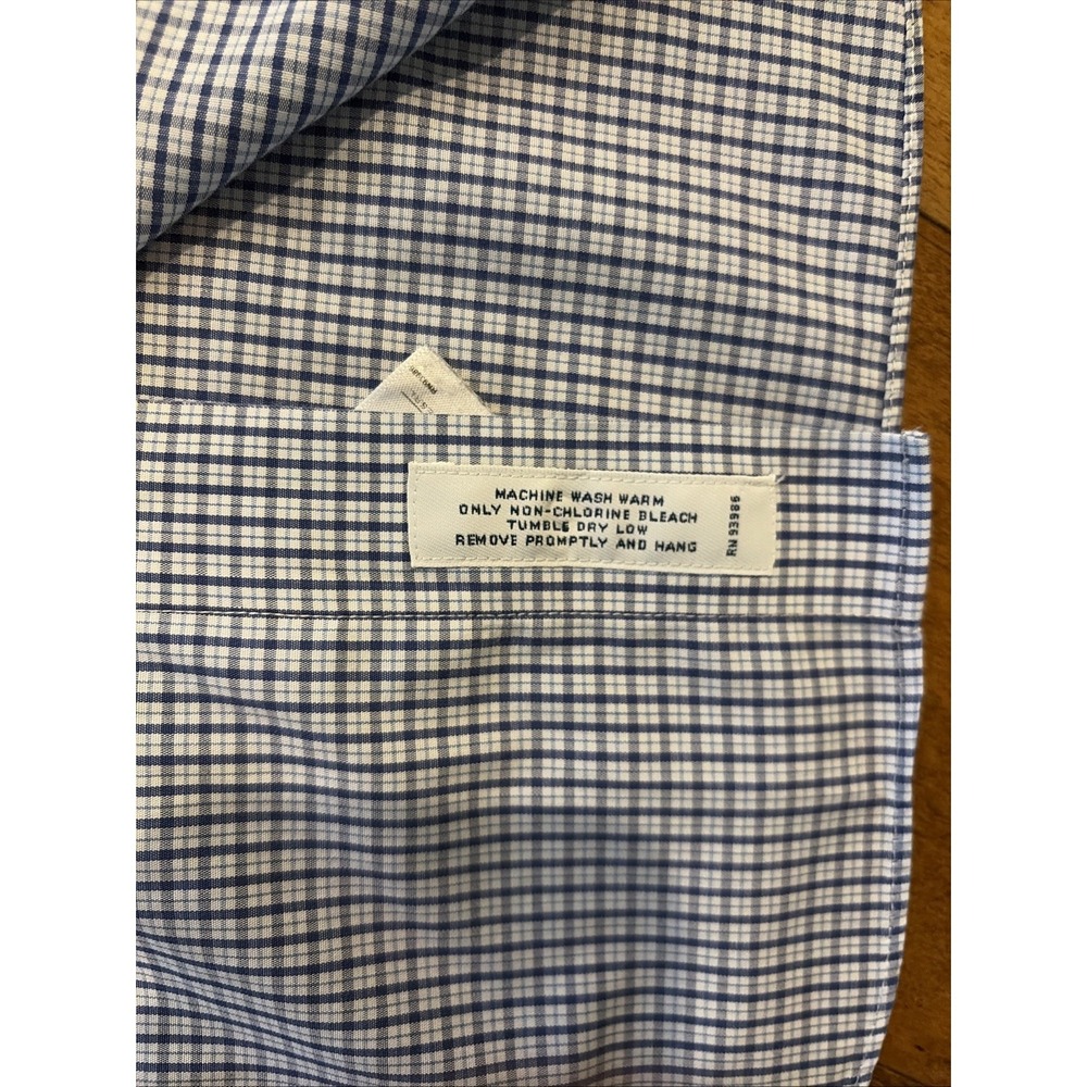 Brooks Brothers Men's Cotton Navy Plaid The Original Polo Dress Shirt 18-4/5